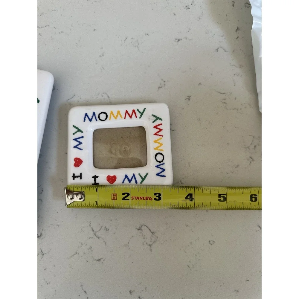 Vintage 90s I Love My Mommy Ceramic Picture Frame Set of 2 Crayon Style